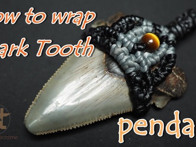 How to make a macrame knot wrap shark tooth fossil pendant