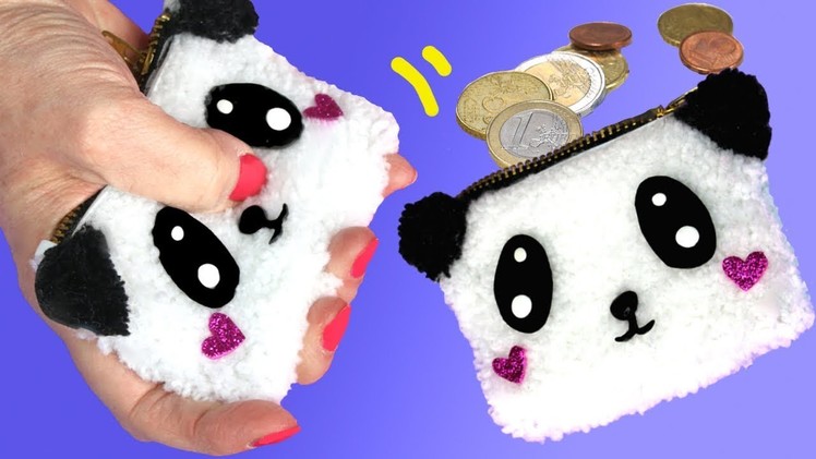 How to make a stuffed Coin Purse in 5 minutes. Easy Panda Kawaii DIY