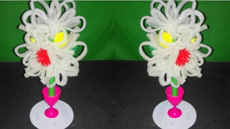 How to make beautiful Best use of foam sheet.Using plastic bottle flower New art idea
