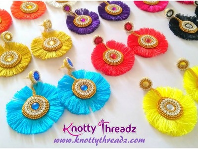 How to Make Beautiful Silk Thread Tassel Earrings with Quilled Studs | DIY | www.knottythreadz.com