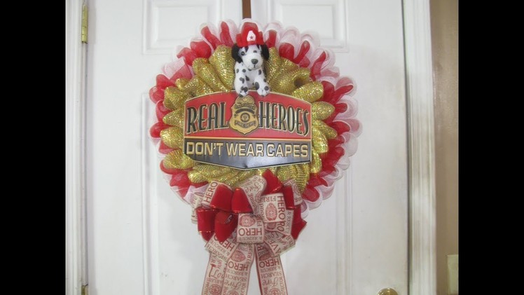 How To Make Carmen's Dalmation Fire Fighter Deco Mesh Wreath