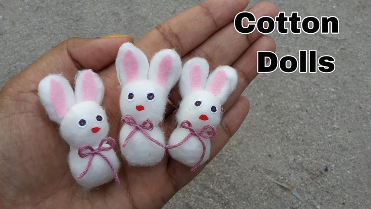 How to make cotton ball Rabbit #easy cotton doll