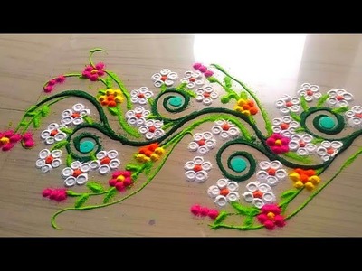 How to make easy and simple.unique border rangoli designs by Jyoti Rathod,rangoli,festival rangoli
