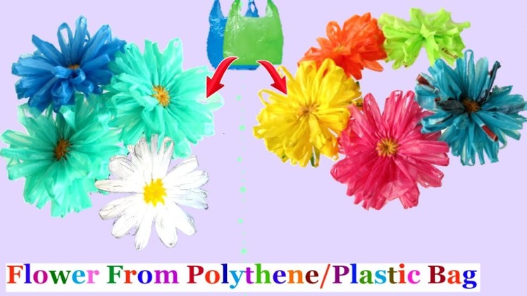 How to make flower with plastic.polythene bag step by step at home-Best out of waste flower making