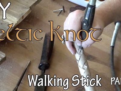 How to Make Wood Celtic Walking Stick - Part 5 Dremel Carving Diamonds