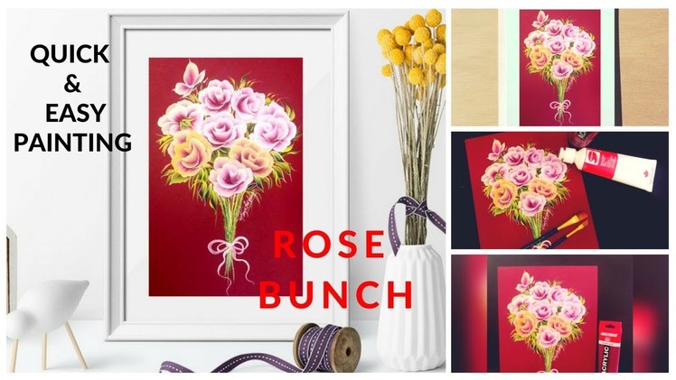How to paint Rose Bunch ???????? | quick and simple painting | One stroke painting | Diy