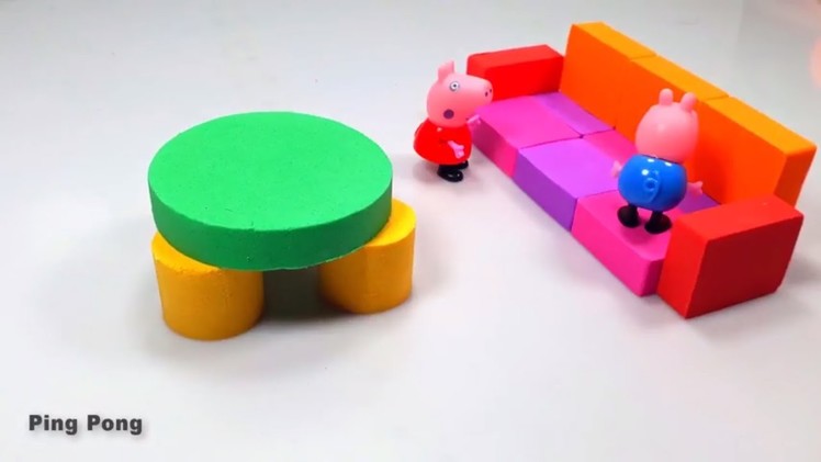 Learn color kinetic sand DIY table and chair how to make for kids toy