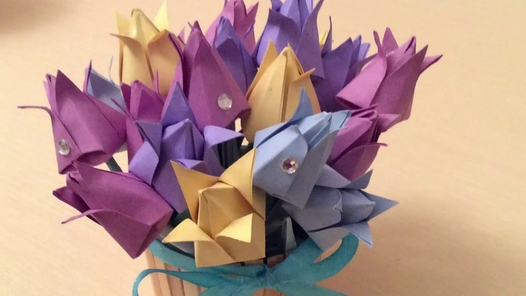 ????Paper flowers DIY ????How to make paper tulips. Origami flowers.????