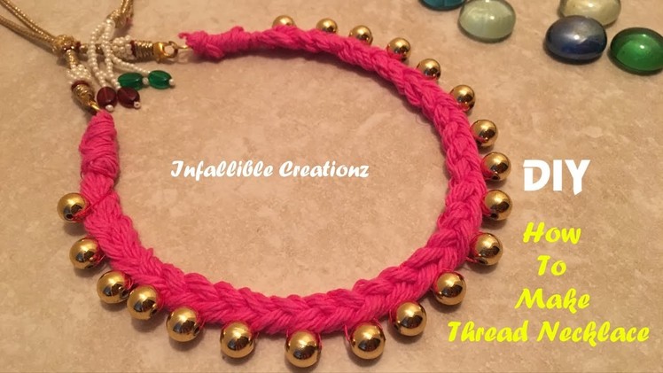 Thread necklace | How to make thread pearl necklace at home | Pearl Choker DIY