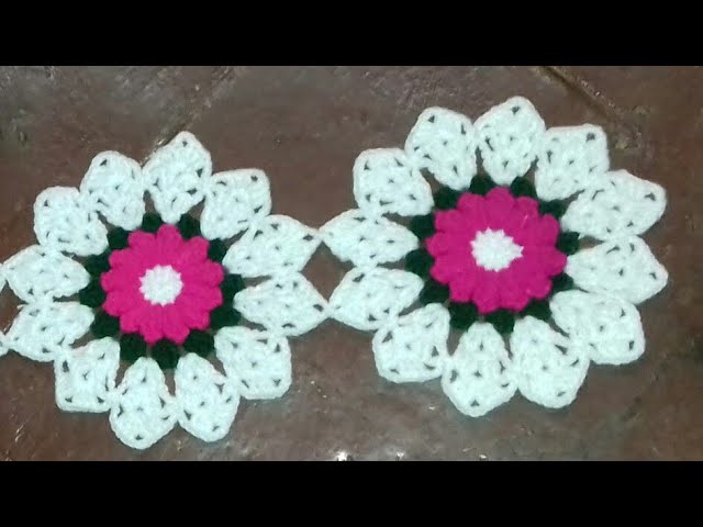लोकरीचे फुल कसे विणावे  भाग १     How to crochet flower design pattern 1  part 1