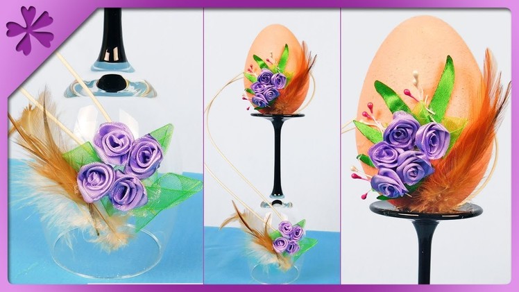 DIY How to make Easter egg on wine glass, Easter decoration (ENG Subtitles) - Speed up #463