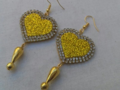 (DIY)HOW TO MAKE HEART SHAPED EARRINGS.PAPER JEWELRY.THE STUNNING HANDMADE. 