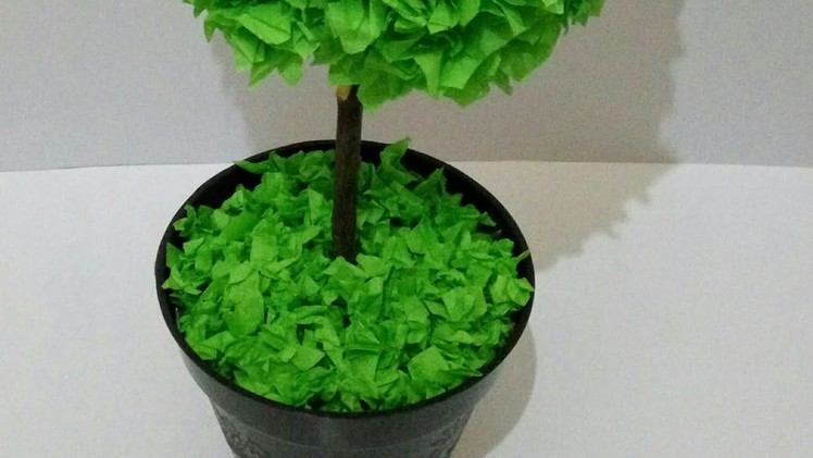 Diy miniatur pohon dari kertas krep