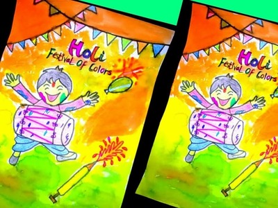 Handmade holi cards|Holi greeting cards|Holi greeting card making|How to make holi card for kids