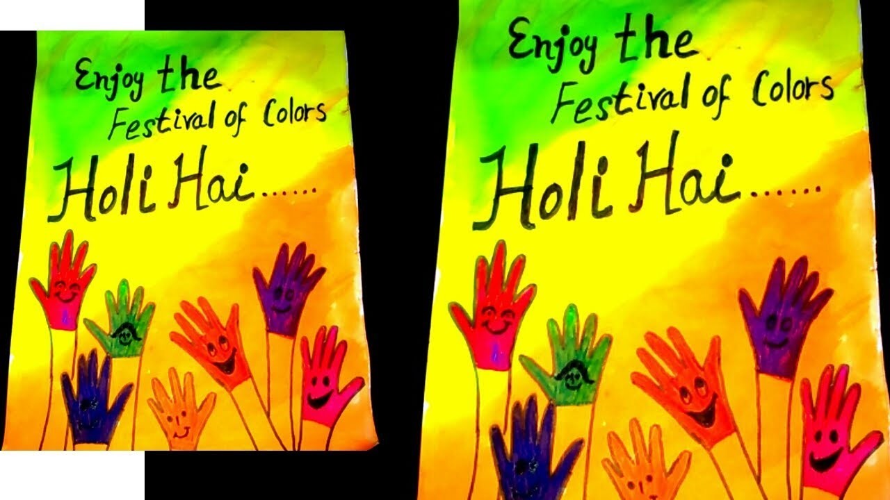 Handmade Holi Cards Holi Greeting Cards Holi Greeting Card Making How To Make Holi Card For Kids