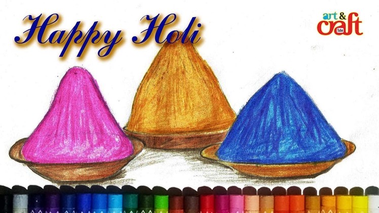 How to draw Holi color for kids very easy