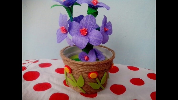 How to make a table showpiece using rope and paper.Best out of waste.