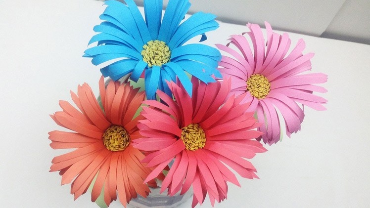 How to Make Aster Flower out of Colour Paper - Easy Way to Make Paper Flowers Step by Step DIY Folds