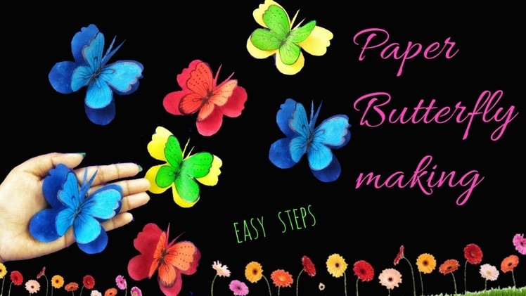 How to make Butterfly|paper butterfly making|wall decoration. DIY butterfly. 