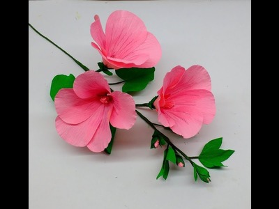 How to make Crepe Paper Flowers Rose Mallow. Lavatera Rosea (flower # 259)