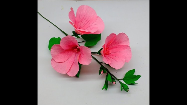 How to make Crepe Paper Flowers Rose Mallow. Lavatera Rosea (flower # 259)