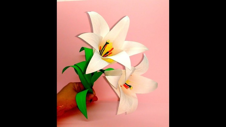 How to make Crepe Paper Flowers Easter Lily. Lillium Longiflorum (flower # 256)