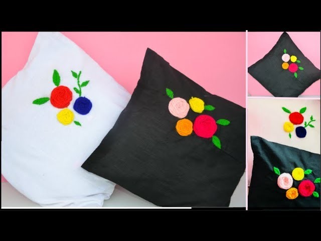 How to make Cushion Covers | Home Decor idea | Easy Flowers Stitching method using Wool
