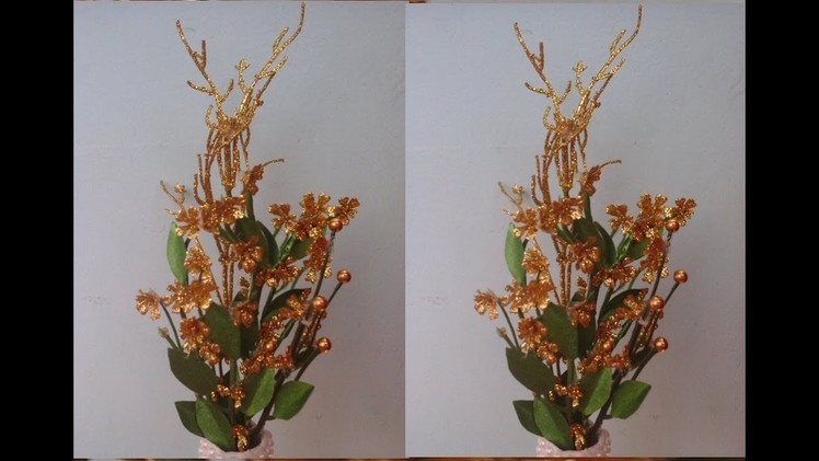 How to make decorative flower sticks using giltter flower.Flower making tutorial.