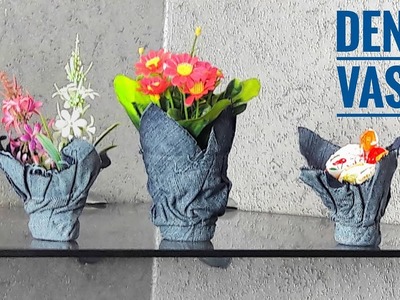How To Make Denim Vases For Room Decor - DIY Fabric Vases Out Of Old Jeans In Easy Way