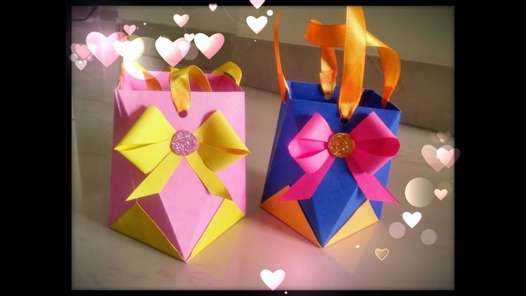 How to make Easy Paper Bag. DIY Paper Bow. Handmade Gift Bag