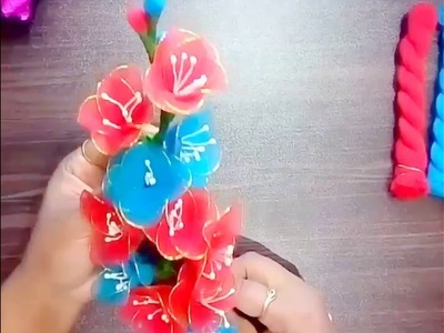 How to make organdy flowers and stocking flowers . .decorations two in one.