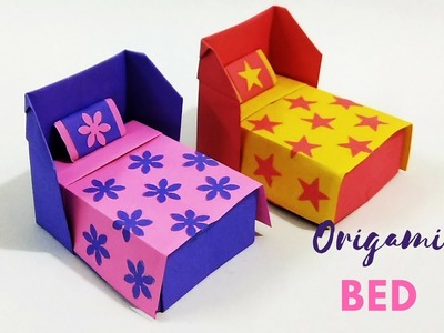 How to Make Origami Bed & Bedding | Paper Bed | Origami Furniture | Easy Origami | Craftastic
