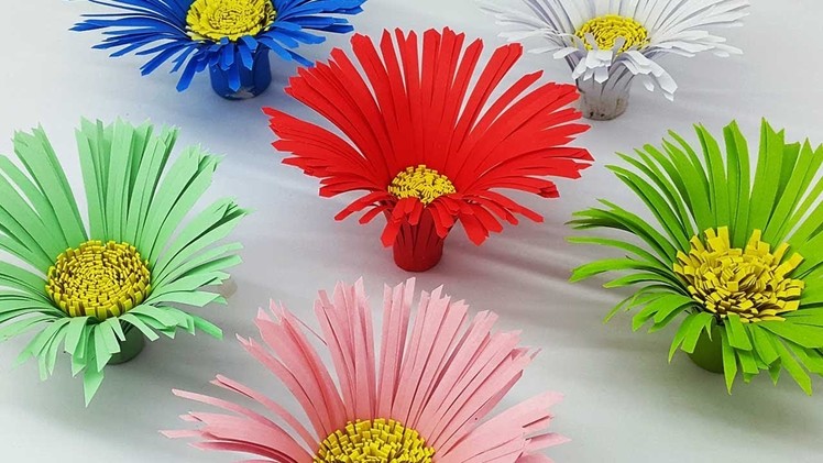 How to make paper flower | Origami Easy Paper Flower | paper flower making tutorial - DIY Wall decor