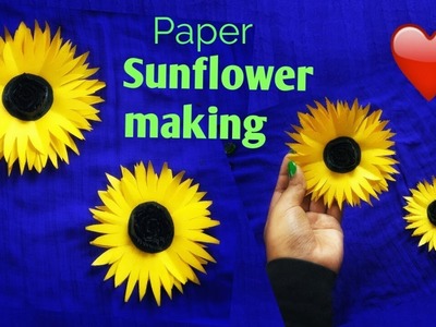 How to make Paper Flowers. DIY Sunflower making.  paper Sunflower. easy paper craft