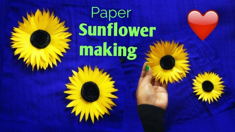 How to make Paper Flowers. DIY Sunflower making.  paper Sunflower. easy paper craft