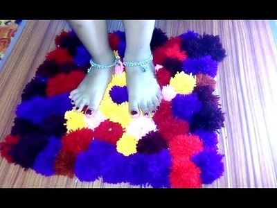 How to make pom pom rug with woolen thread