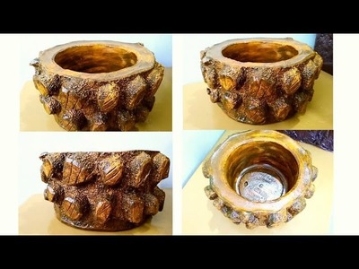 How to make wild stone shape artificial bonsai pot very easy