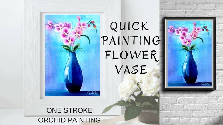 How to Paint Blue Vase with flowers | Quick and easy tutorial | Acrylic painting