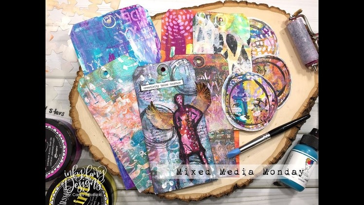How To Take Gel Prints To The Next Level with a Completed Mixed Media Tag