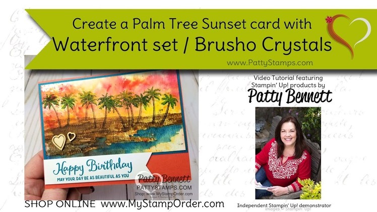 How to use Brusho and the Waterfront set: Sunset Palm Tree card