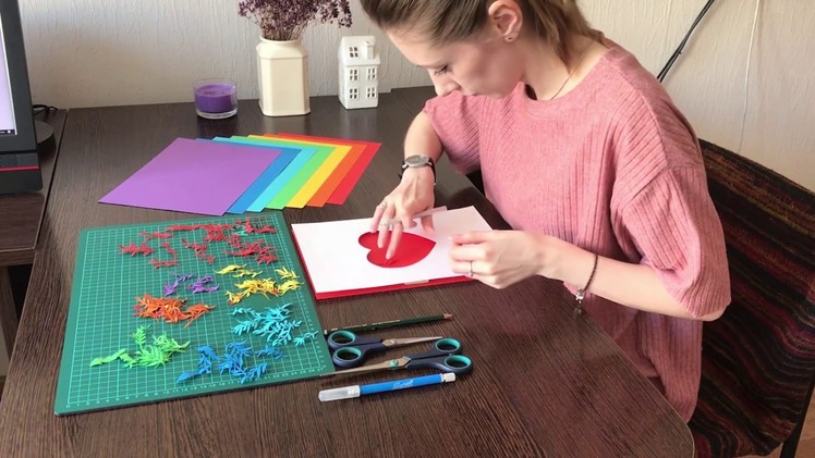 Making of paper art Rainbow Heart | Timelapse | Margaret Scrinkl