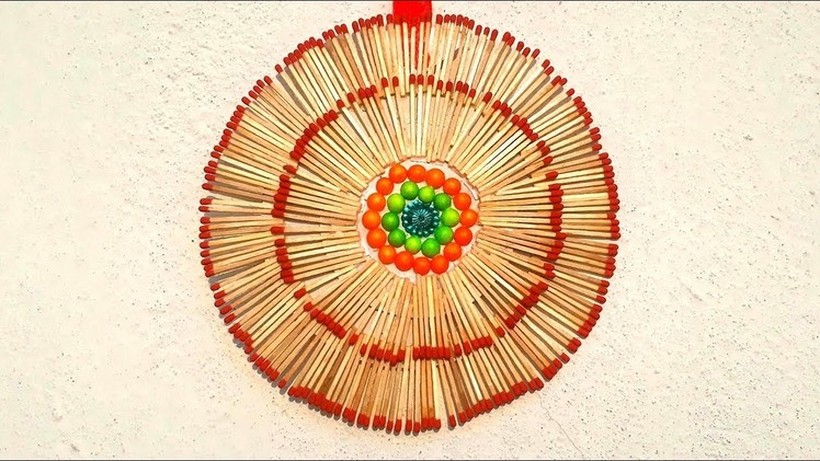 Matchstick round wall hanging making | how to make wall hanging from matchstick | matchstick art.