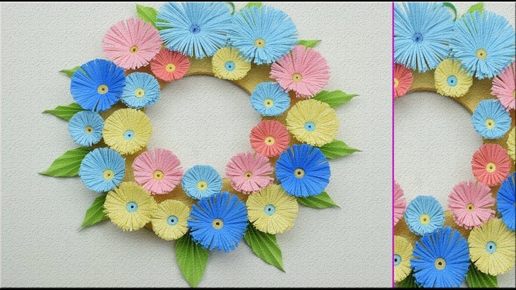 Paper Flower Wall Hanging - DIY Hanging Flower - Wall Decoration Ideas - Easy Wall Hanging Ideas