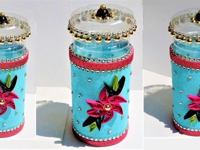 Plastic Bottle Craft | How to make a decorative jar from plastic bottle