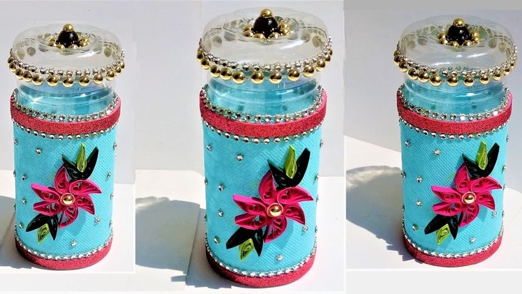 Plastic Bottle Craft | How to make a decorative jar from plastic bottle