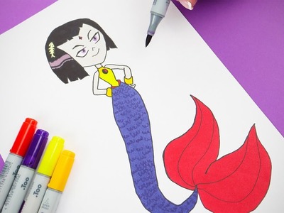 Raven Mermaid Teen Titans Go Drawing | How To Draw Raven