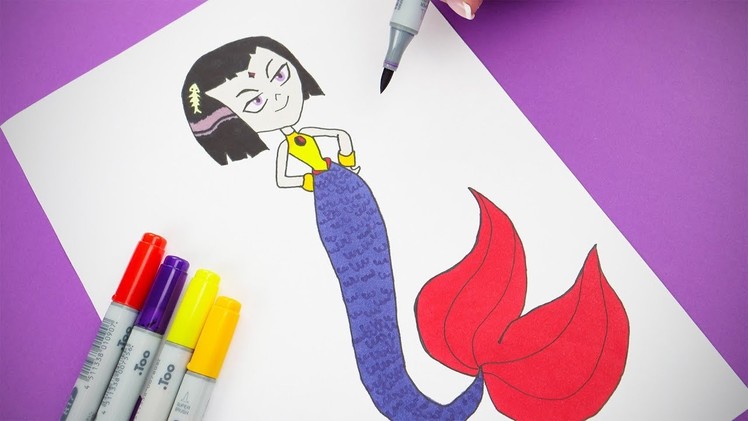 Raven Mermaid Teen Titans Go Drawing | How To Draw Raven