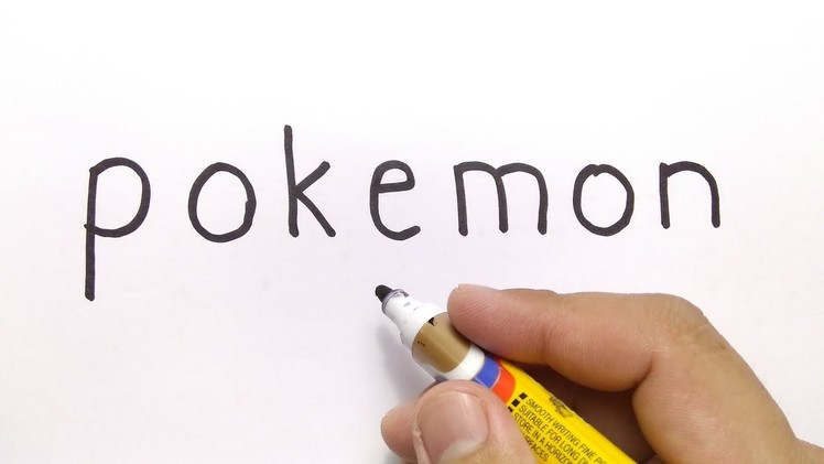 VERY EASY ! How to turn word POKEMON into CARTOON for kids. learn how to draw
