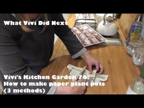 Vivi's Kitchen Garden 76: How to make paper plant pots (3 methods).