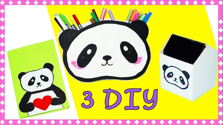 3 DIY Panda School Supplies Back to School You Need To Try ! Notebooks , Trash Bin , Pencil holder
